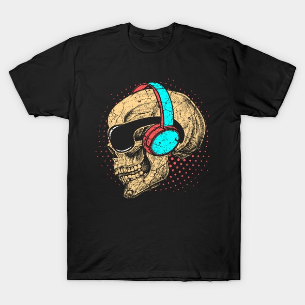 Headphones Skull T-Shirt by Mila46